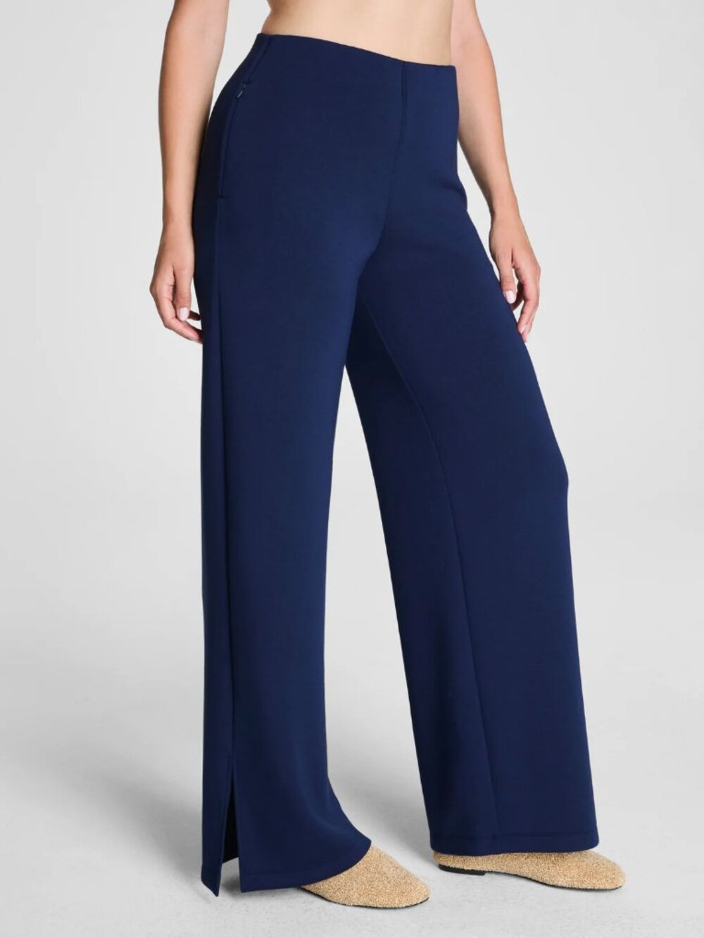 SPANX NWT AirEssentials Zero Waistband Wide Leg Pant 21722R Timeless Navy M